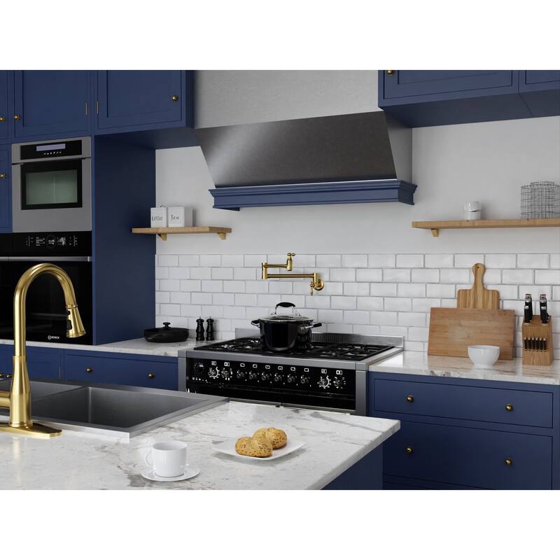 Marca 360-Degree 24" Wall Mounted Pot Filler with Dual Swivel in Brushed Gold