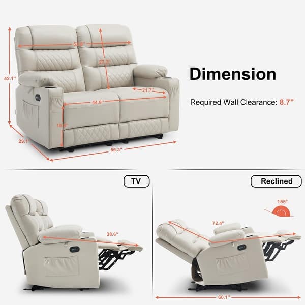 MCombo Electric Power Loveseat Recliner, Power Reclining Sofa with Heat ...