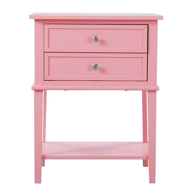 Pink Nightstand 28x22x16 Vibrant Bedside Table with Open Shelf Storage, Sleek Modern Style for Bedroom or Guest Room