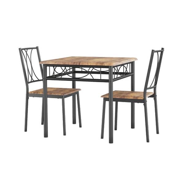 slide 2 of 23, Dining Table Set, 3 Pcs Space Saving Kitchen Table with 2 Chairs - 29.1x29.1x30in Brown