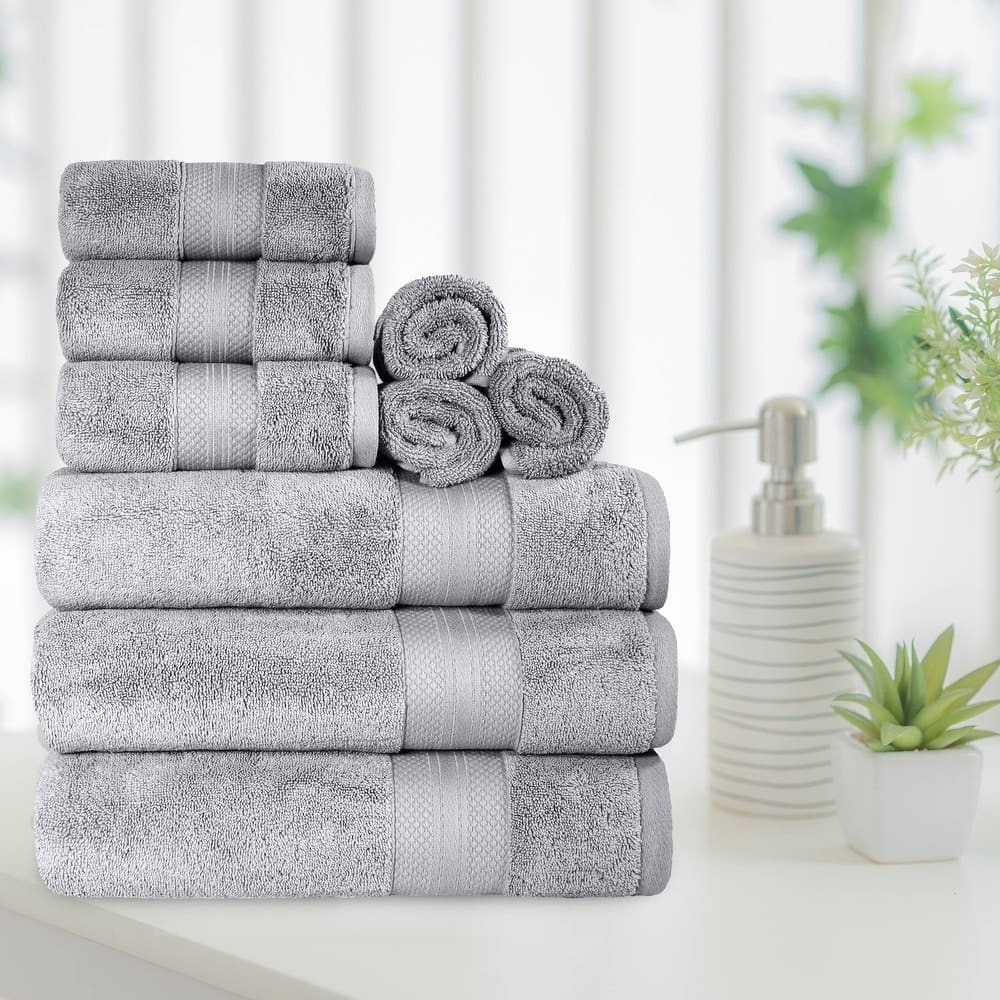Superior Turkish Cotton 9 Piece Solid Plush Heavyweight Towel Set