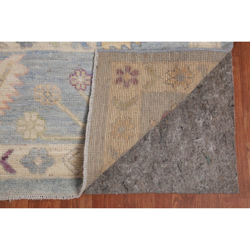 Hand Knotted Oriental 100% Wool Carpet Transitional All-Over Navy Blue & Blues Oushak Area Rug - 12' 2'' X 8' 9''