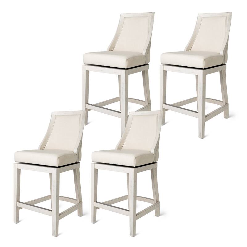 Maven Lane Vienna Swivel Kitchen Stool - Set of 3 - White Oak - Bar Height