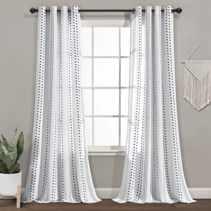Lush Decor Hygge Stripe Window Curtain Panel Pair - 84" x 52" - Navy & White