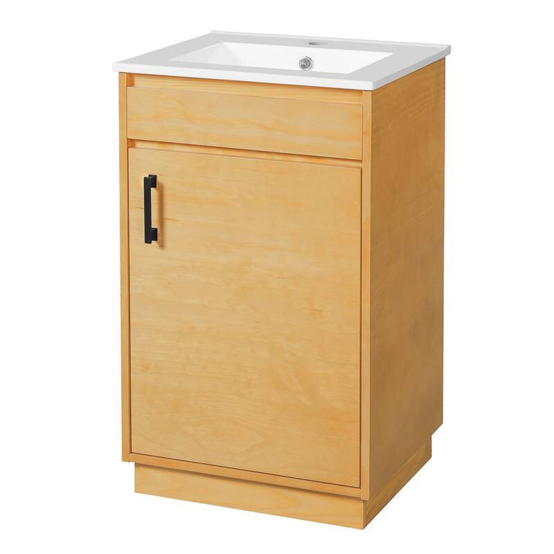 Small Bathroom Vanity, Freestanding Single Ceramic Sink Bathroom Vanity Cabinet - 20 Inch - 20 Inch