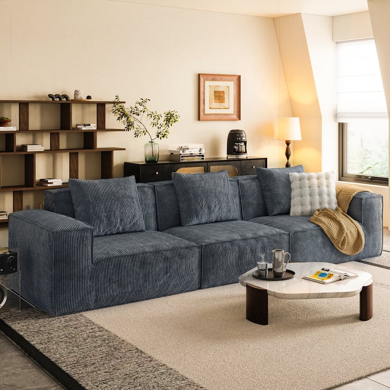 Versatile Modular Sofa with Transformable Design and Soft Fabric