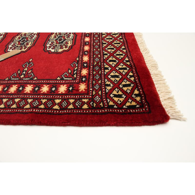 ECARPETGALLERY Hand-knotted Finest Peshawar Bokhara Red Wool Rug - 2'0 x 3'1