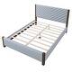 preview thumbnail 5 of 6, Modern Mid-Century Queen Size Upholstered Platform Bed Frame with Tufted Headboard and Solid Wood Legs, Grey
