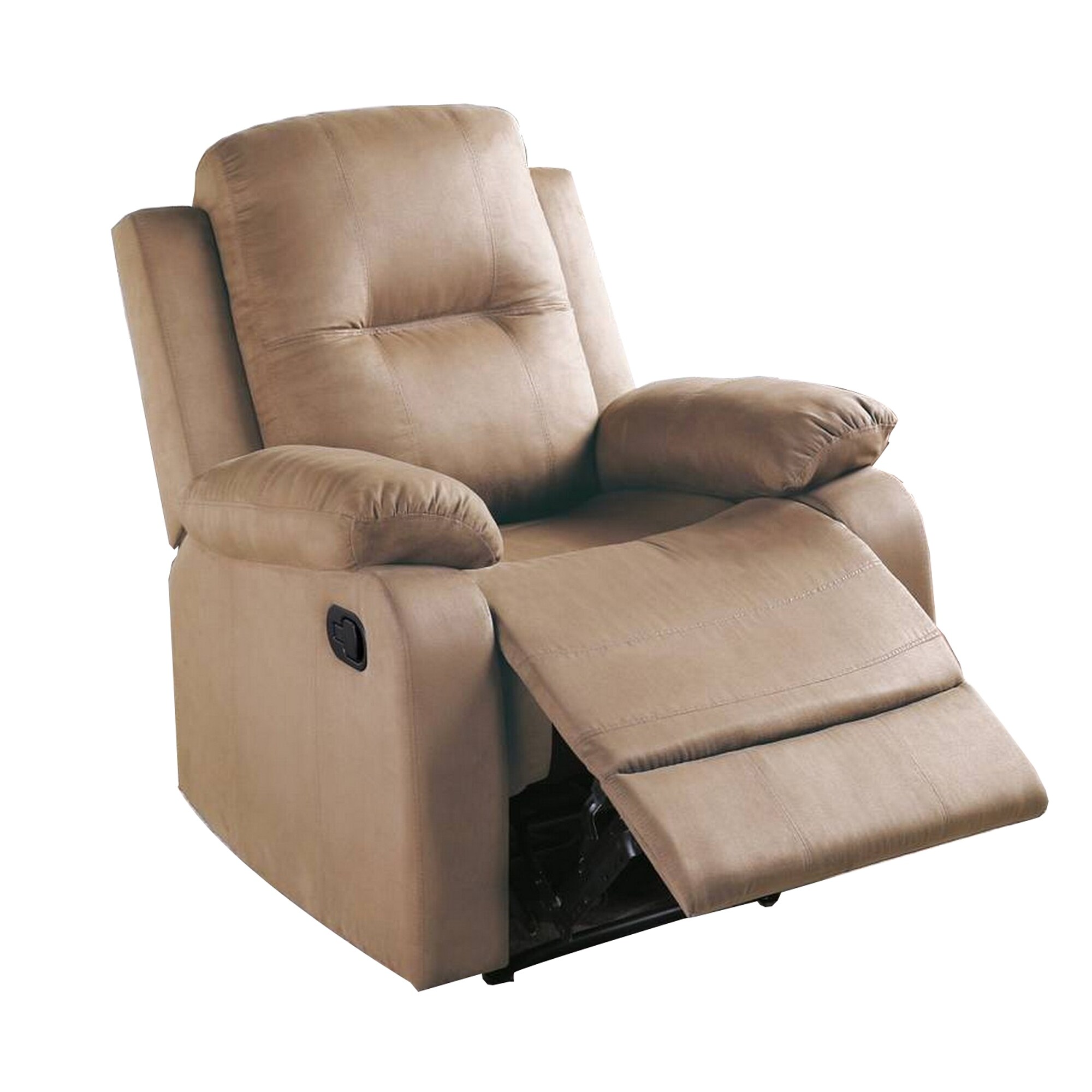 Fabric Upholstered Recliner with Tufted Back Beige On Sale