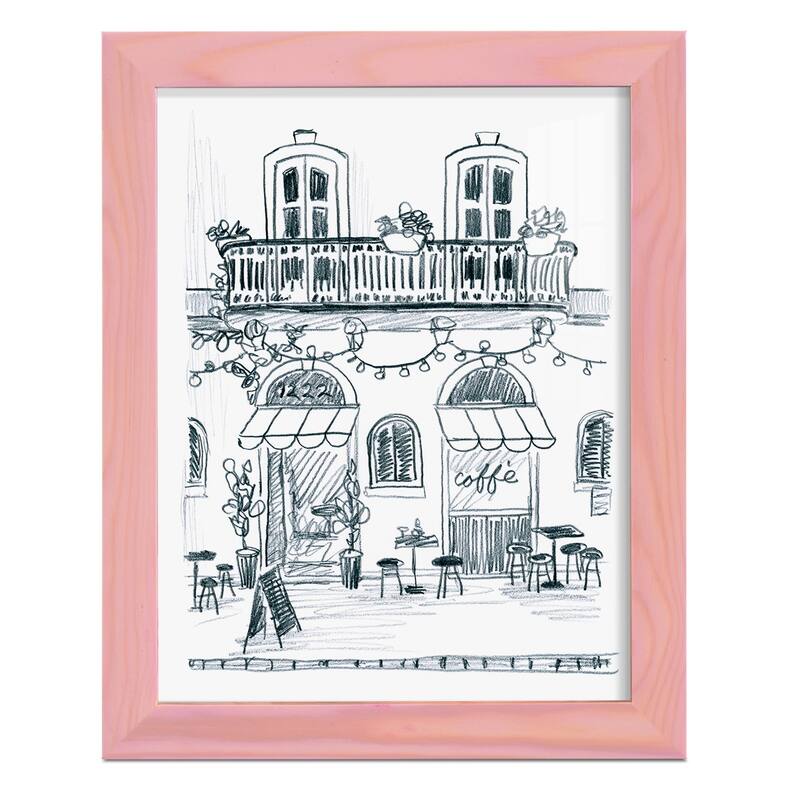 Italian Street Sketch II -Framed Print w/glass-Cherry Red