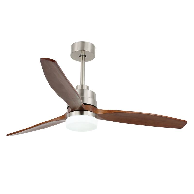 Oaks Aura 52 in. LED Indoor Solid Wool Walnut Scandi-Japanese Zen Ceiling Fan With Latest DC Motor Technology