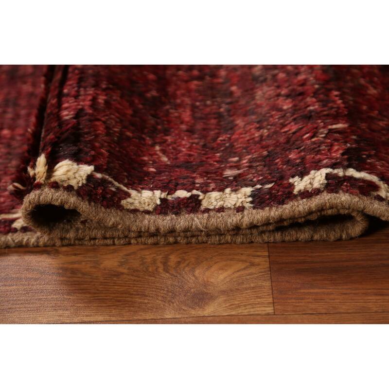 Hand Knotted Oriental 100% Wool Carpet Modern Tribal Red Moroccan Area Rug - 8' 3'' X 5' 3''