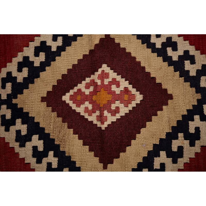 Reversible Kilim Qashqai Persian Vintage Rug Flatweave Wool Carpet - 4'11" X 8'3"