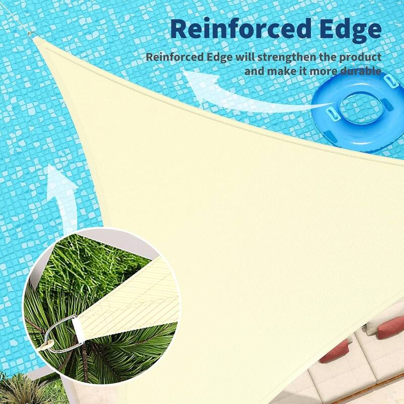 16'X16'X16' Triangle Sun Shade Sail Shade Cloth, Sunshade for Patio, Backyard, Deck, Garden, Sand