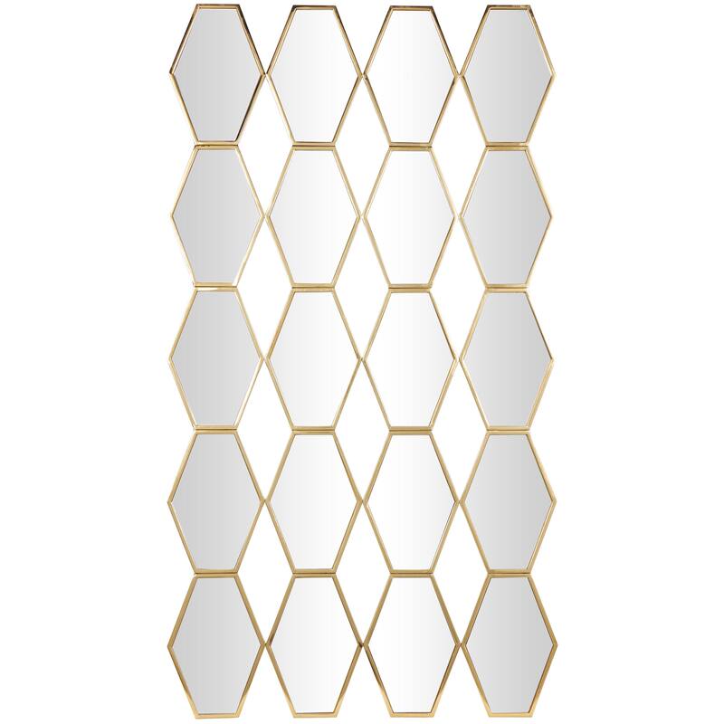 Metal Geometric Wall Mirror with Diamond and Hexagon Shaped Mirrors - Gold - Roche River Decor - Gold