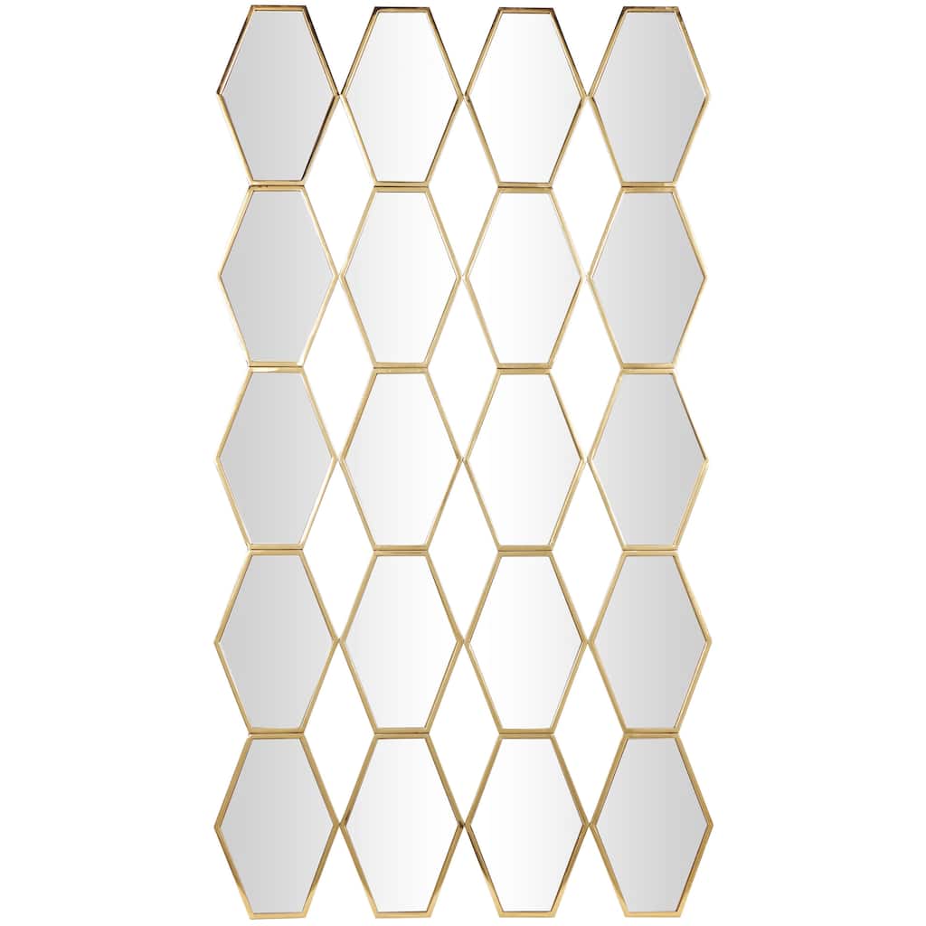 Metal Geometric Wall Mirror with Diamond and Hexagon Shaped Mirrors - Gold - Roche River Decor