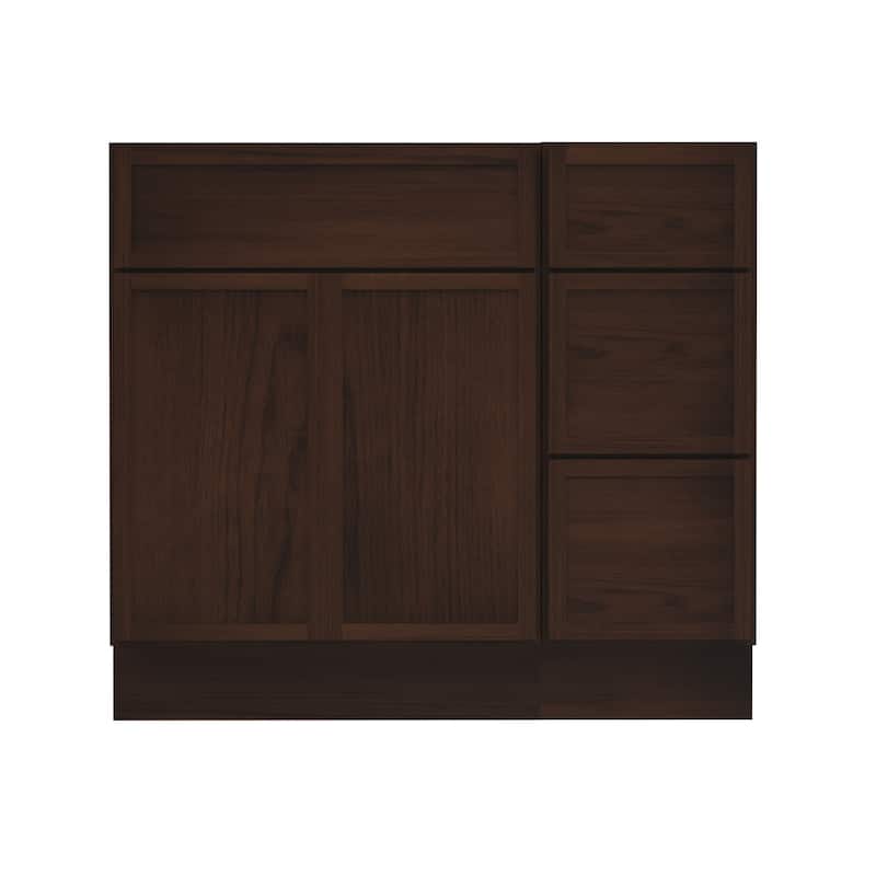 Vanity Art 36" Oak Freestanding Bathroom Vanity Cabinet without Top - Brown