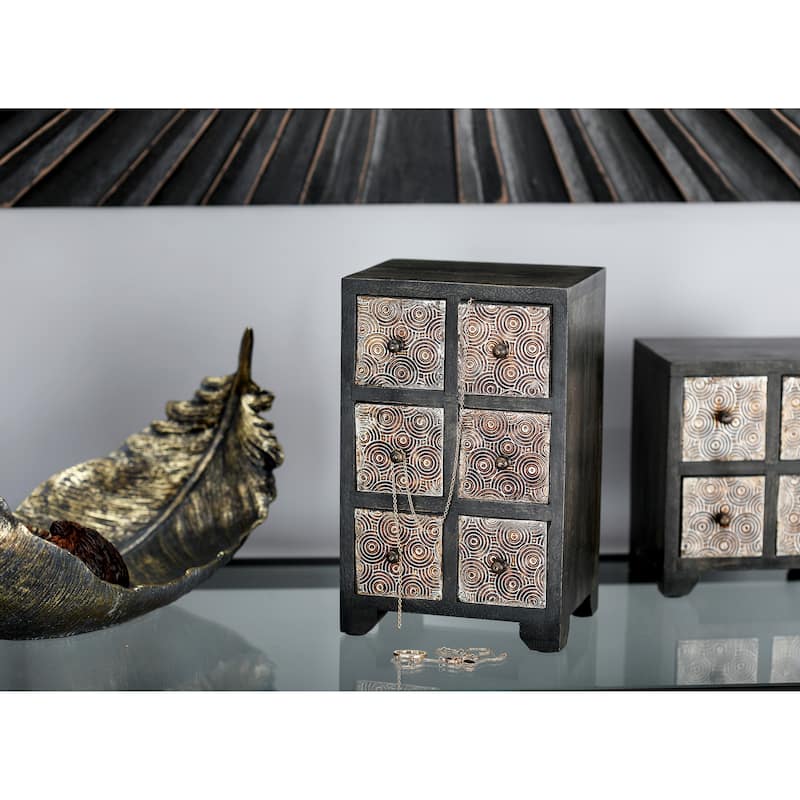 Rustic 10 x 6 Inch Rectangular 6-Drawer Jewelry Chest by Studio 350