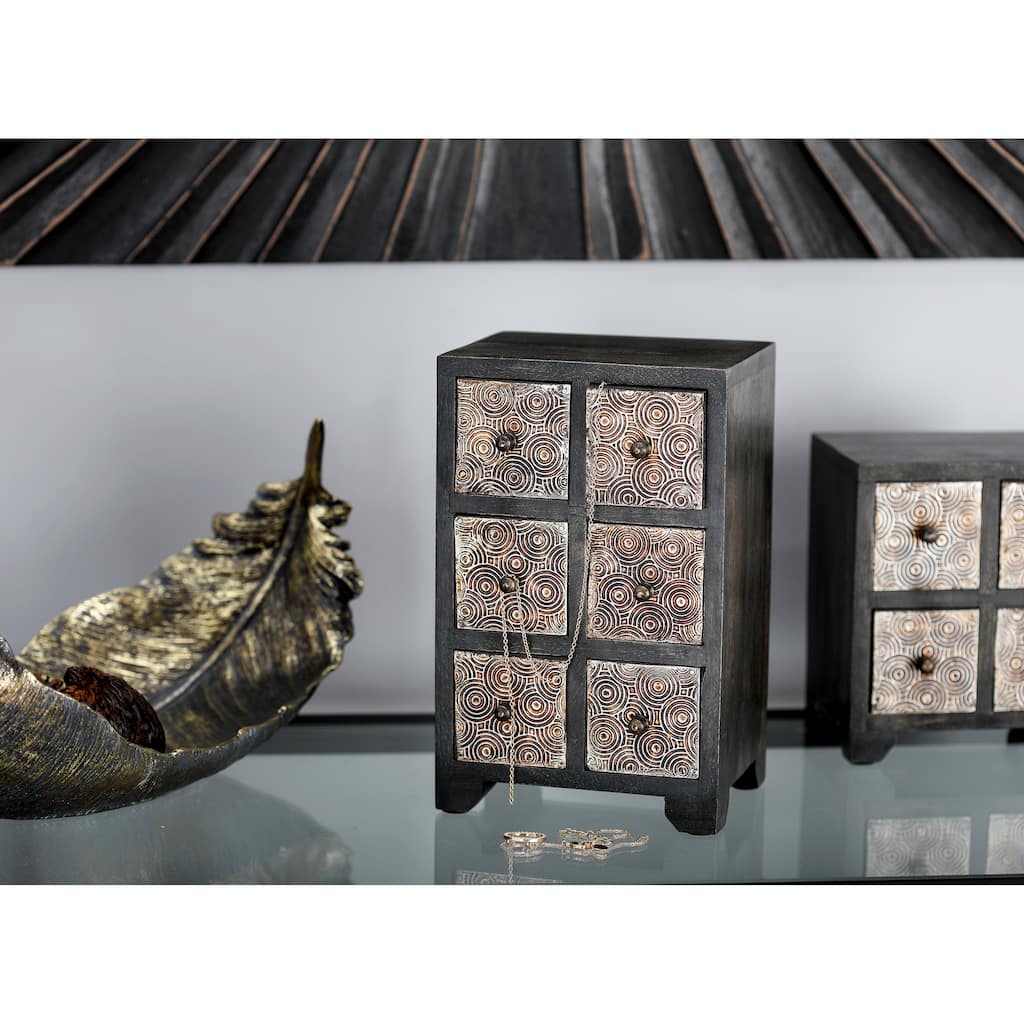 Rustic 10 x 6 Inch Rectangular 6-Drawer Jewelry Chest by Studio 350