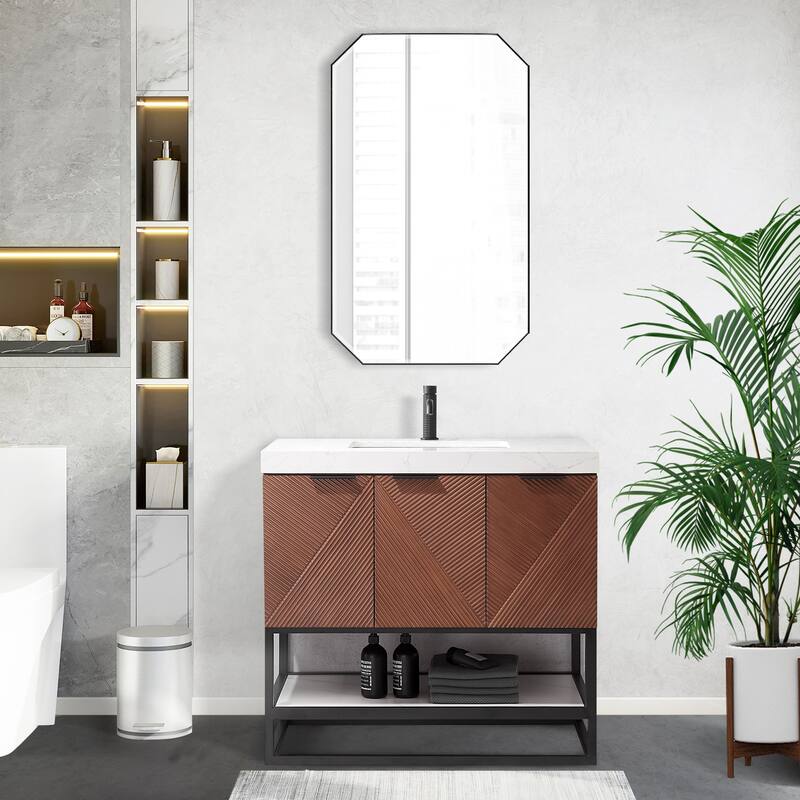 Mahon Single Bath Vanity with Composite Stone Top without Mirror