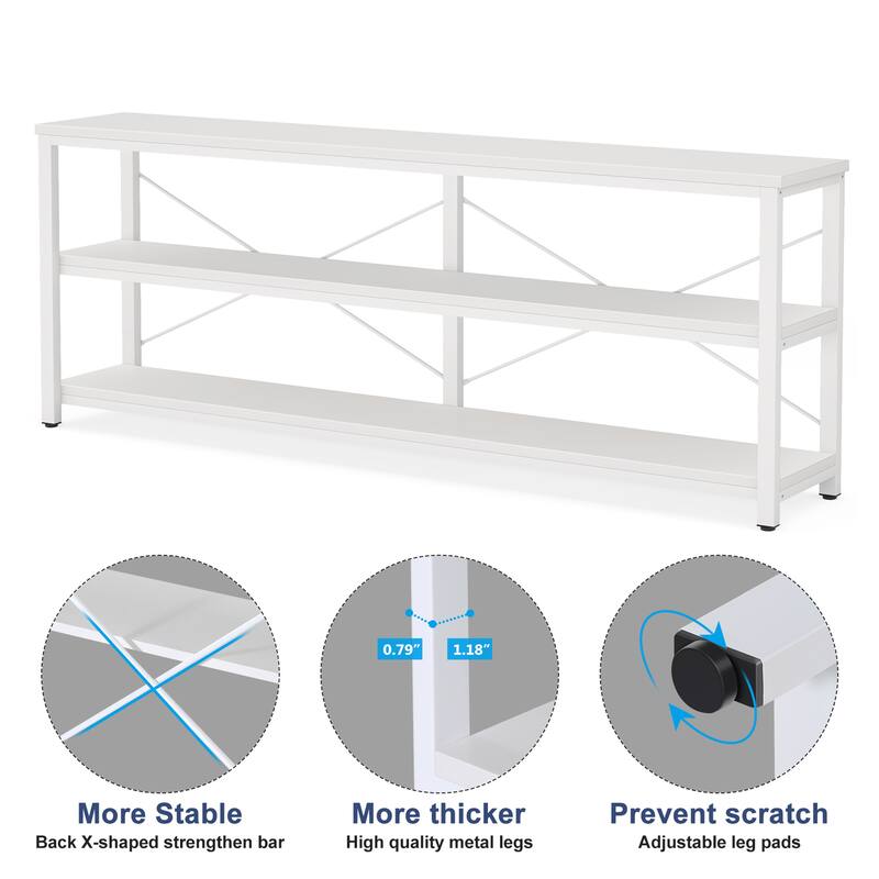 Extra Long Console Sofa Table with Metal Frame for Entrance, 3 Tiers TV Stand