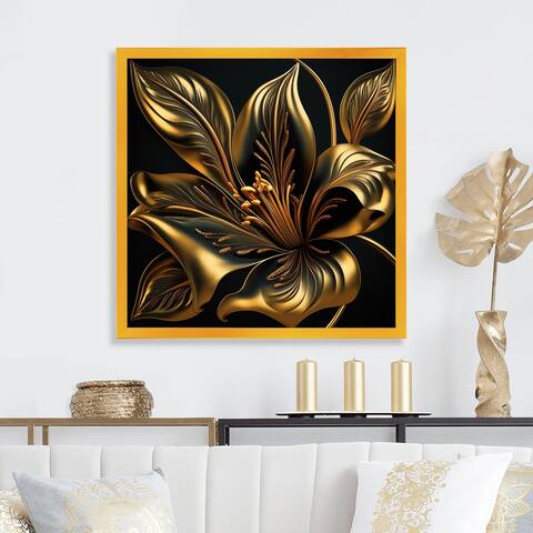 Designart "Glamourous Lily On Black II" Floral Lily Framed Art Print