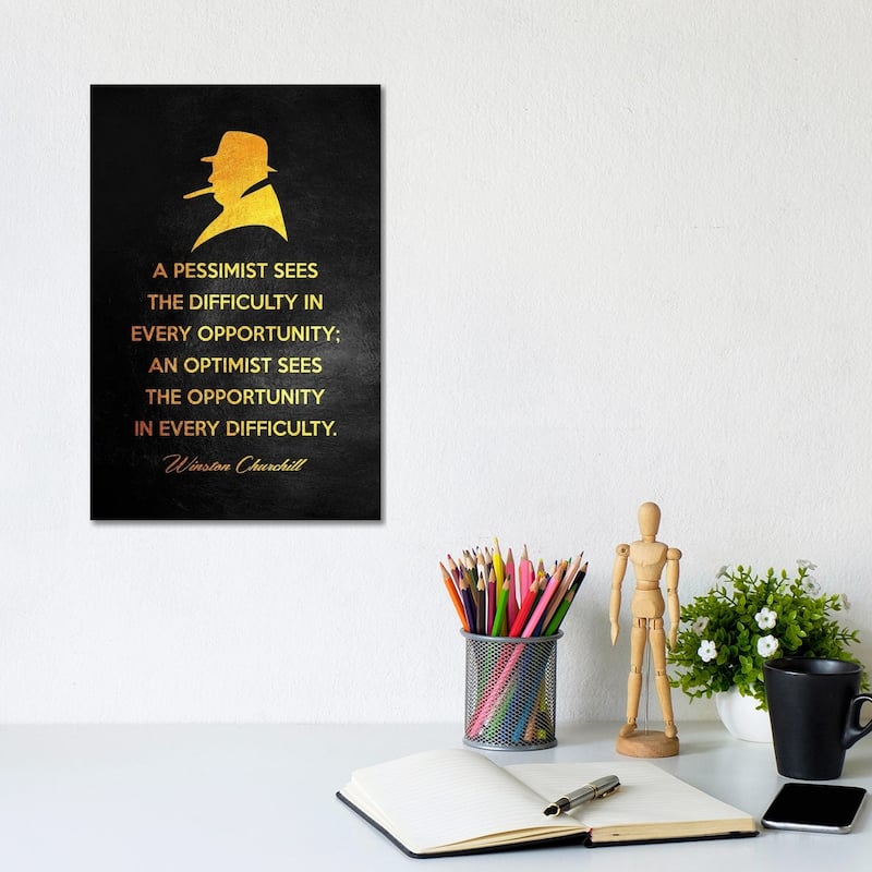 iCanvas "Winston Churchill Motivation" by Adrian Baldovino Canvas Print - 12x8x0.75