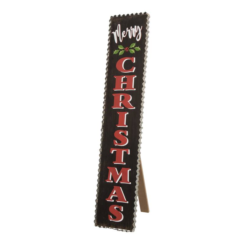 Glitzhome 36"H Christmas Outdoor Wooden Porch Sign - Black