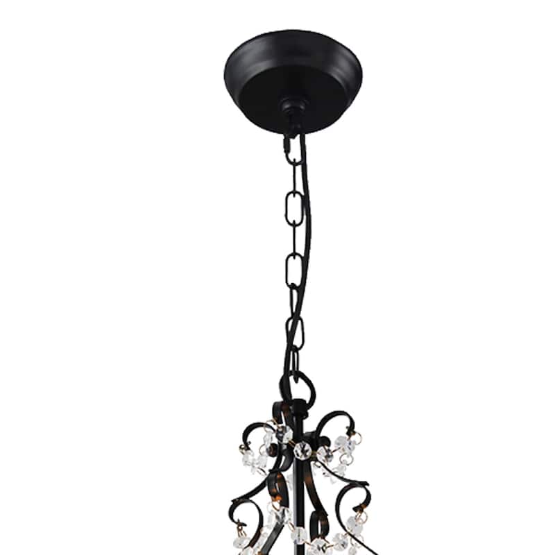 4 Light Crystal Chandelier in Matte Black Finish - 19.3"H x 15"W x 15"D