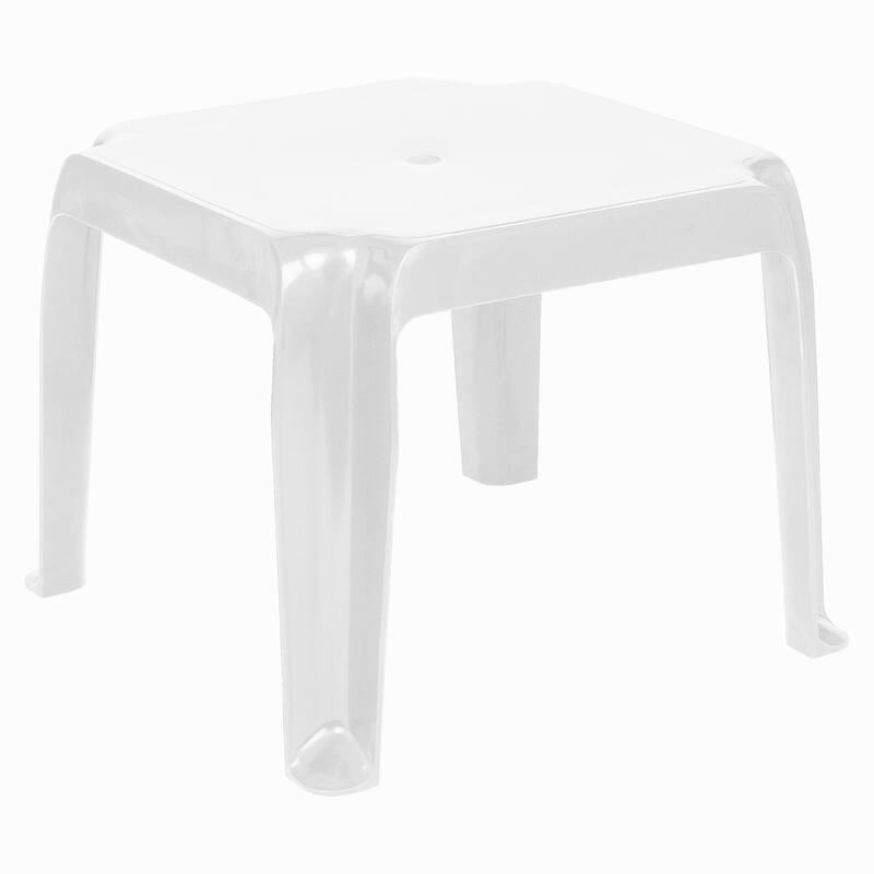 Set of 2 White Stackable Square Patio Side Tables 16"
