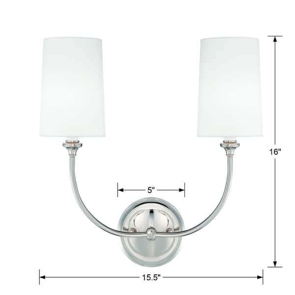 Libby Langdon for Crystorama Sylvan 2 Light Polished Nickel Sconce - 15.5'' W x 15.87'' H x 7'' D - 15.5'' W x 15.87'' H x 7'' D