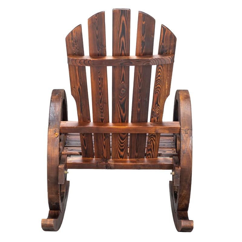 Karlhome Wagon Wheel Wood Adirondack Rocking Chair (Set of 2)