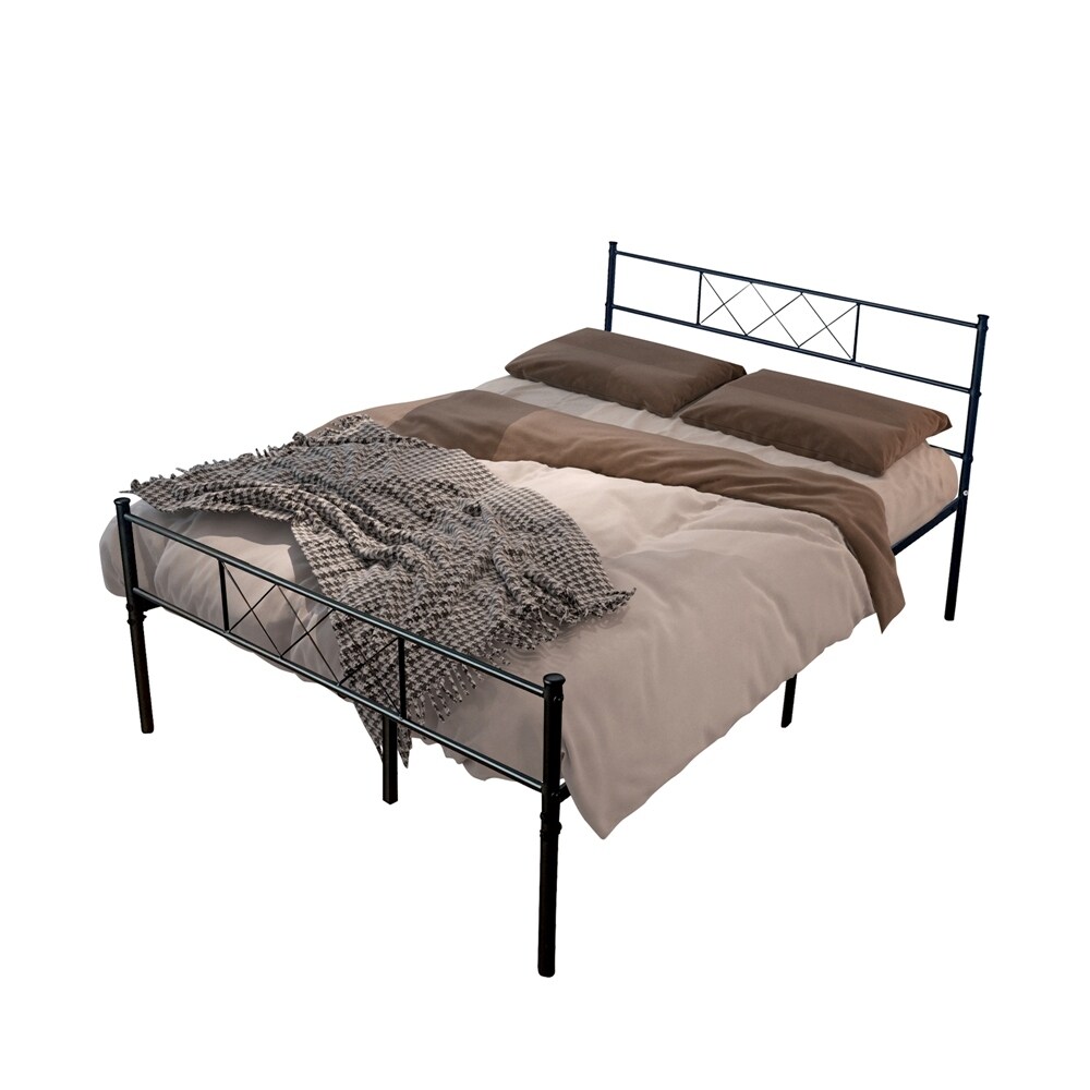 Achterhouden moersleutel regio Full size double bed frame in metal for adult and children used in bedroom  or dormitory with large storage space under the bed - Overstock - 34131755