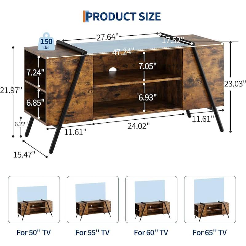 47 Inch TV Stand Modern Entertainment Center for Living Room, Bedroom, Office - N/A