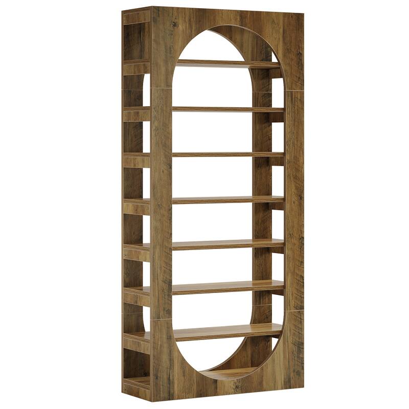 70.87" Arched Bookshelf, Wooden Bookcase with Storage, Book Shelf for Living Room, Bedroom, Office, Library