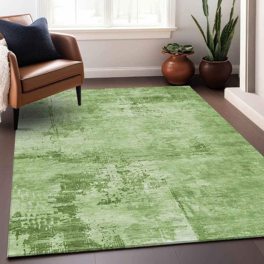 Machine Washable Indoor/ Outdoor Abstract Modern Chantille Rug