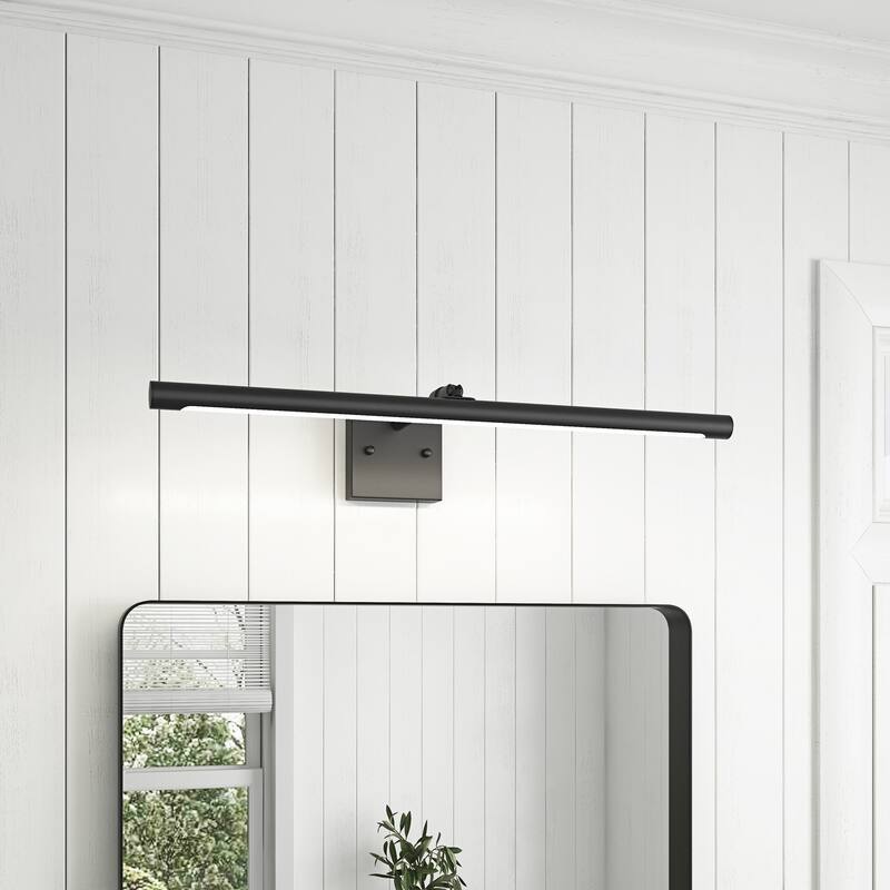 Matte Black Linear LED Rotatable Wall Mount Bathroom Vanity Light