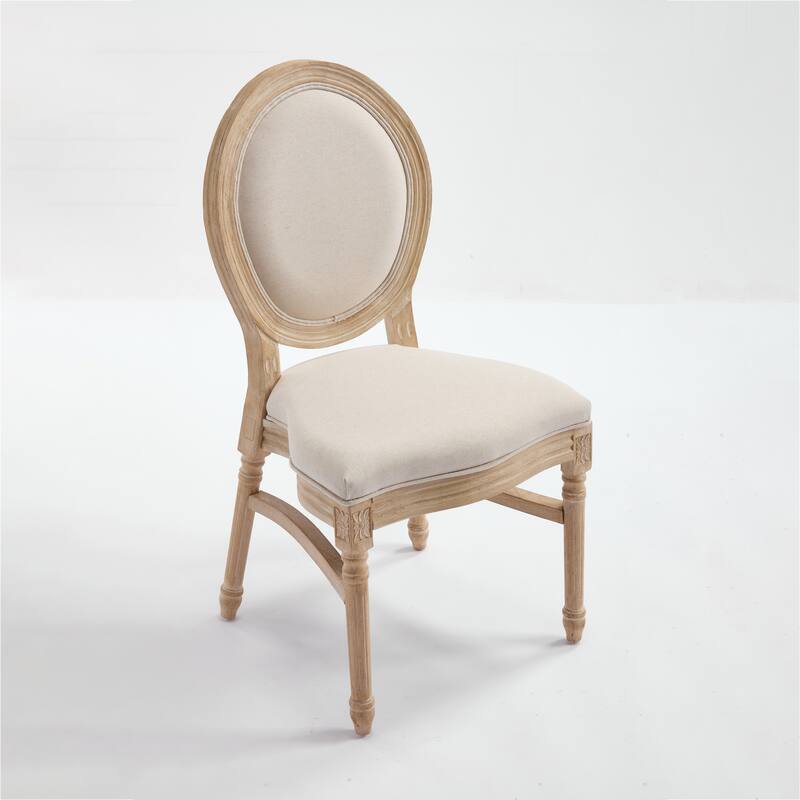 Dining Chairs Set of 2, Upholstered Chairs with Round Back, Wire Drawing and Carving Techniques,Disassemblable and Stackable