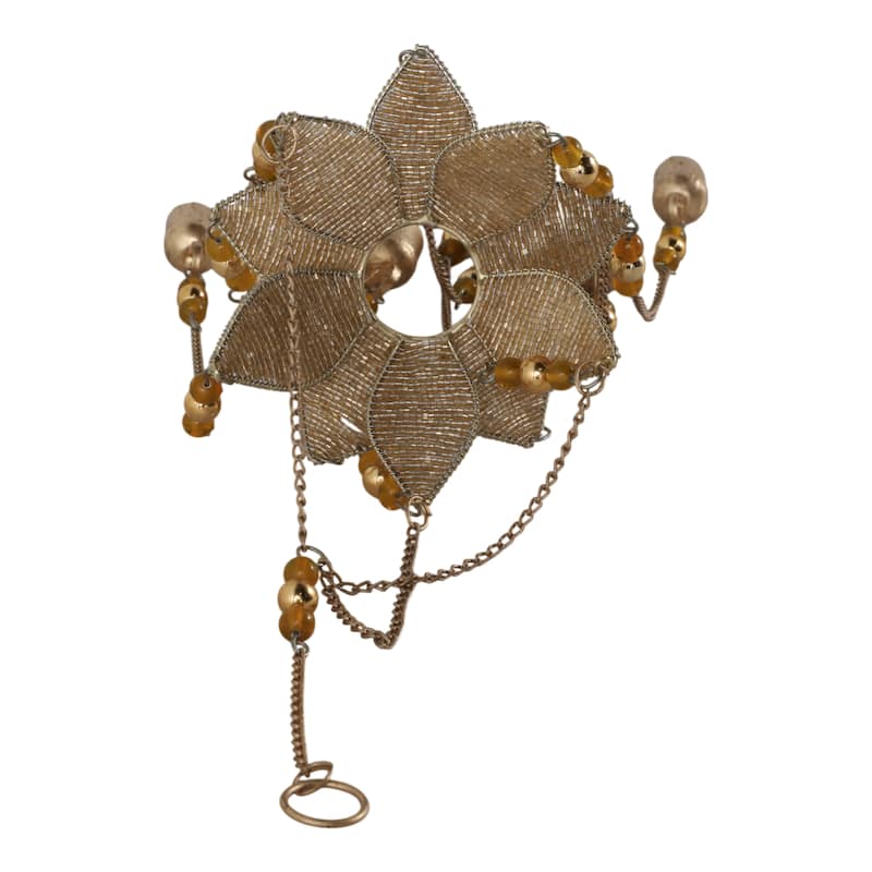 Metal Beaded Mosaic 3D Flower Wind Chime Home Garden Decor - 25" Gold - 6" x 6" x 25"
