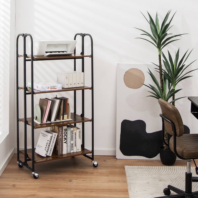 Costway 4-Tier Folding Rolling Cart Portable Storage Shelves w/Wheels - See Details