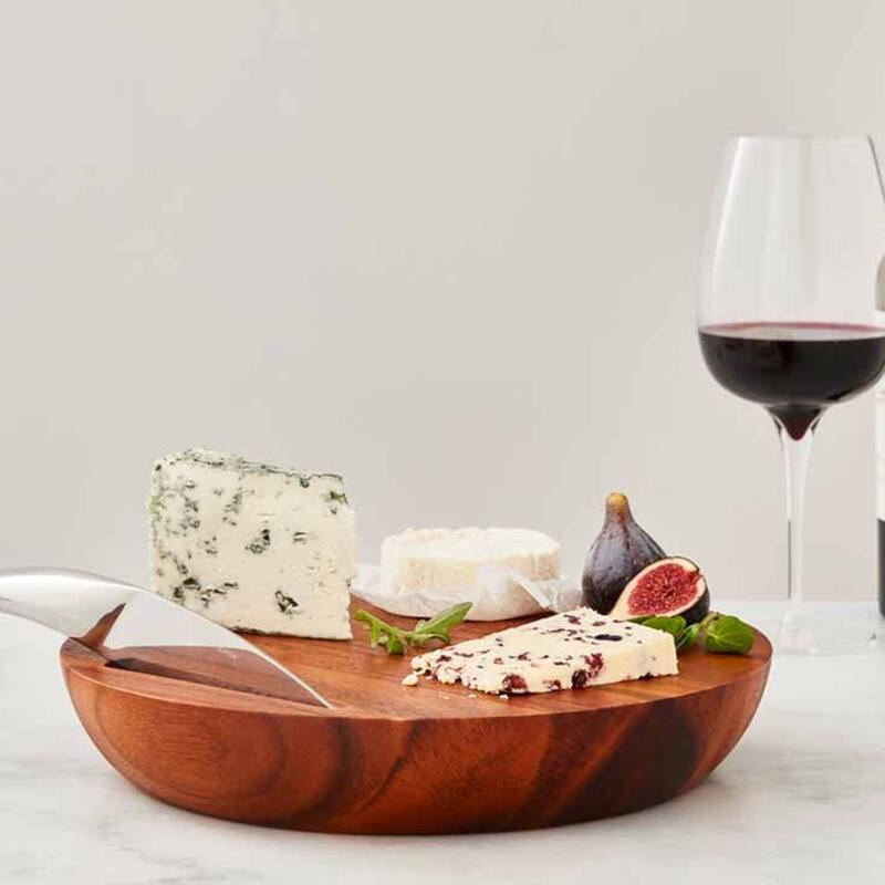 Nambe Harmony Cheese Board with Knife - 15.5" x 13" x 2.5"