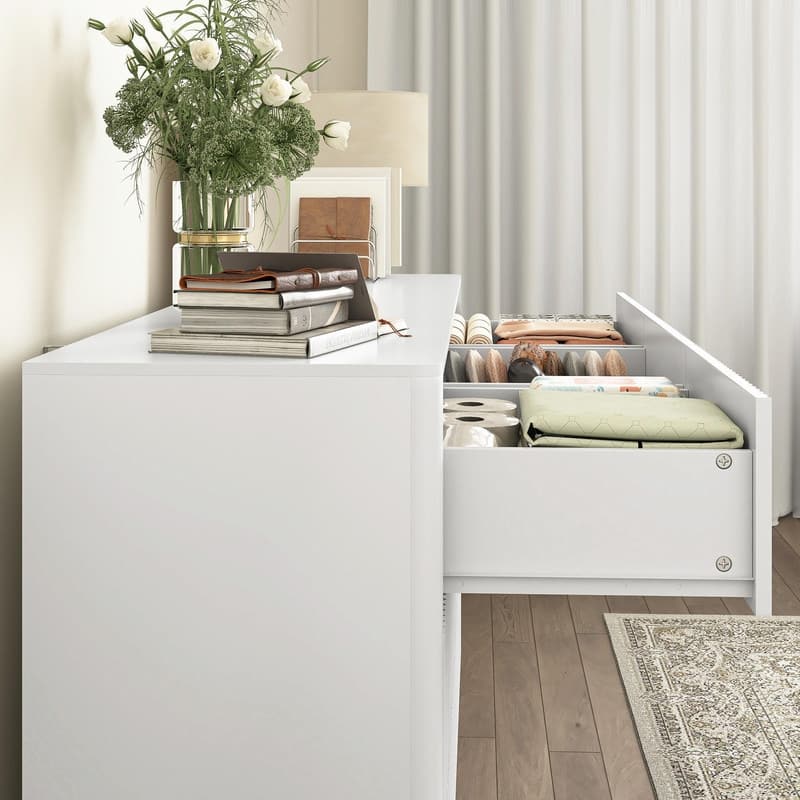 9-Drawer Wide Wood Dresser for Bedroom, 63" Modern Storage Chest, Mid-Century Long Dresser or TV Stand Cabinet