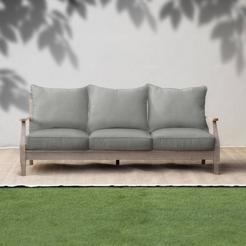 Sorra Home Outdura Solid Indoor/Outdoor Corded Pillow and Cushion Sofa Set - 22.5 in x 22.5 in x 5 in - ETC Smoke