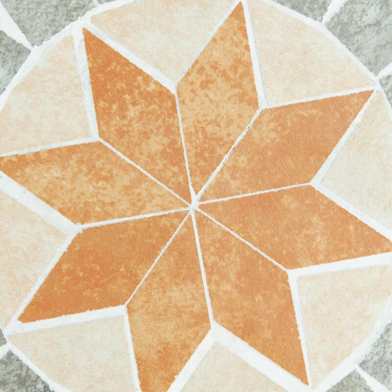 Outsunny 12" Round Patio Outdoor Footstool, Garden Mosaic Accent Side Table, Plant Stand