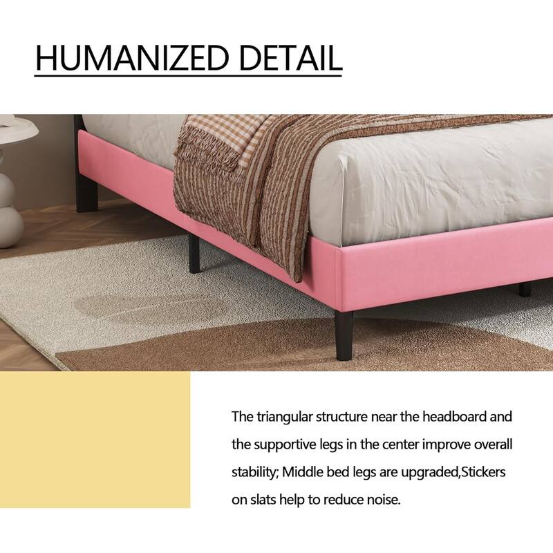 alazyhome Upholstered Platform Bed Frame with Button Tufting Headboard