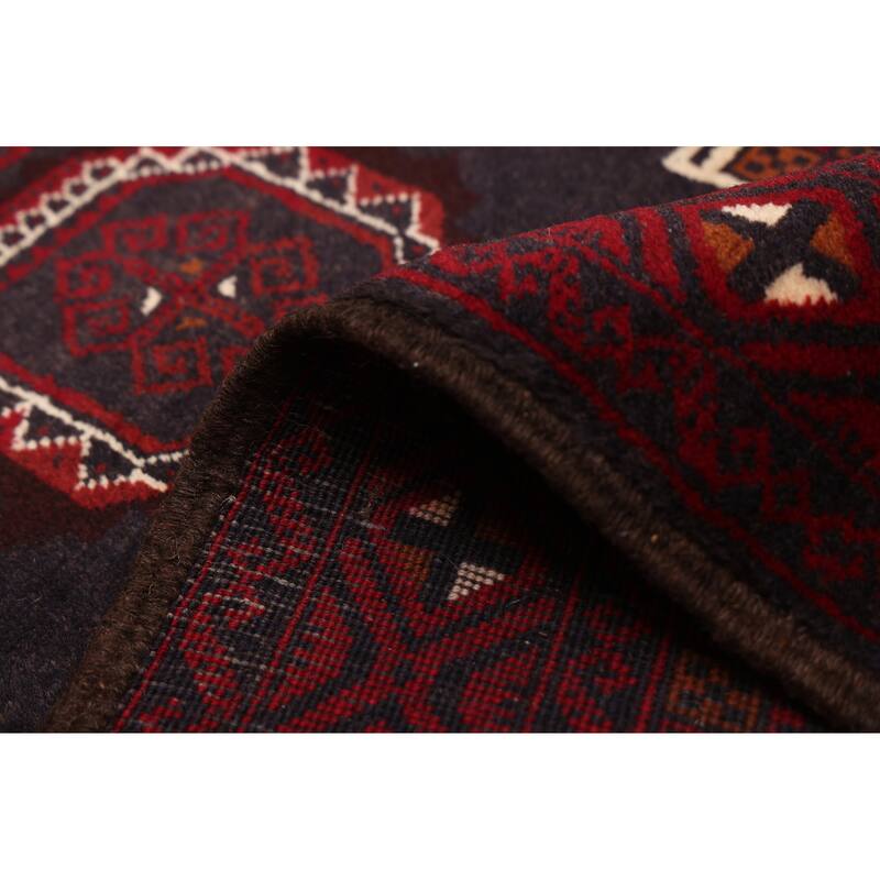 ECARPETGALLERY Hand-knotted Teimani Dark Navy, Red Wool Rug - 3'1 x 6'1