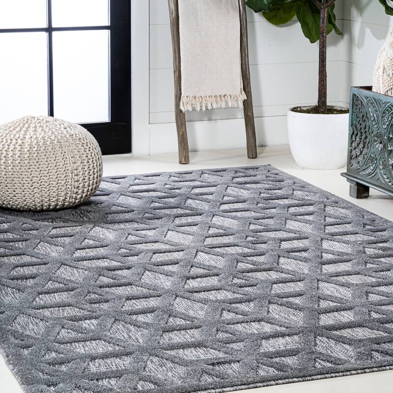 JONATHAN Y Peralta Neutral Geometric Indoor/Outdoor Area Rug