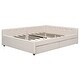 preview thumbnail 9 of 8, Linen Queen Size Upholstered Platform Bed with USB and 2 Drawers