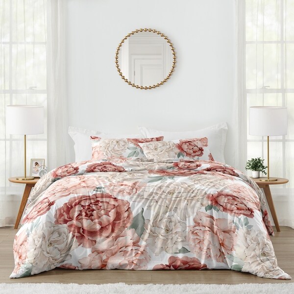Boho Shabby Chic Floral Girl Full Queen Comforter Set Ivory Bohemian Vintage Garden Watercolor Flower Nature Elegant Dusty Rose Bed Bath Beyond 37169255