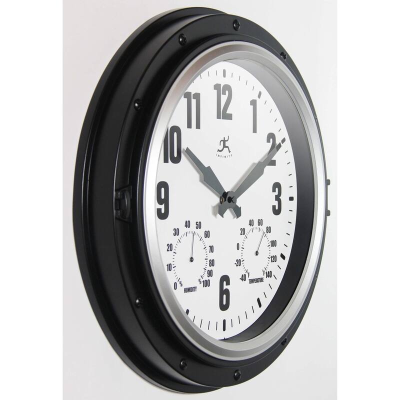 Forecaster Indoor/Outdoor Patio Garden 16 inch Wall Clock Thermometer by Infinity Instruments - 16 x 2.25 x 16
